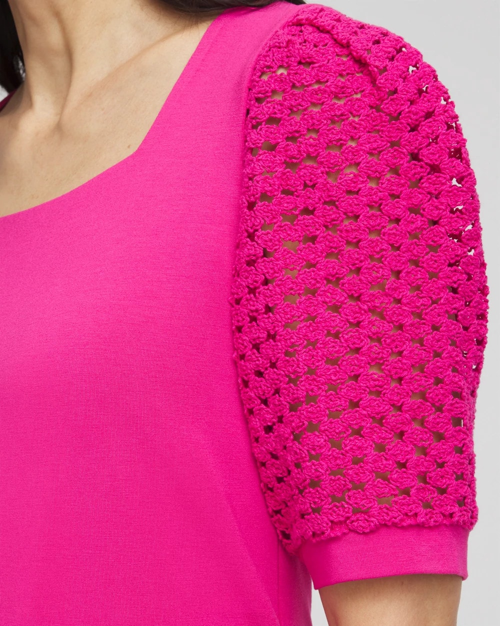 Chico's Touch of Cool™ Crochet Lace Square-Neck Tee
