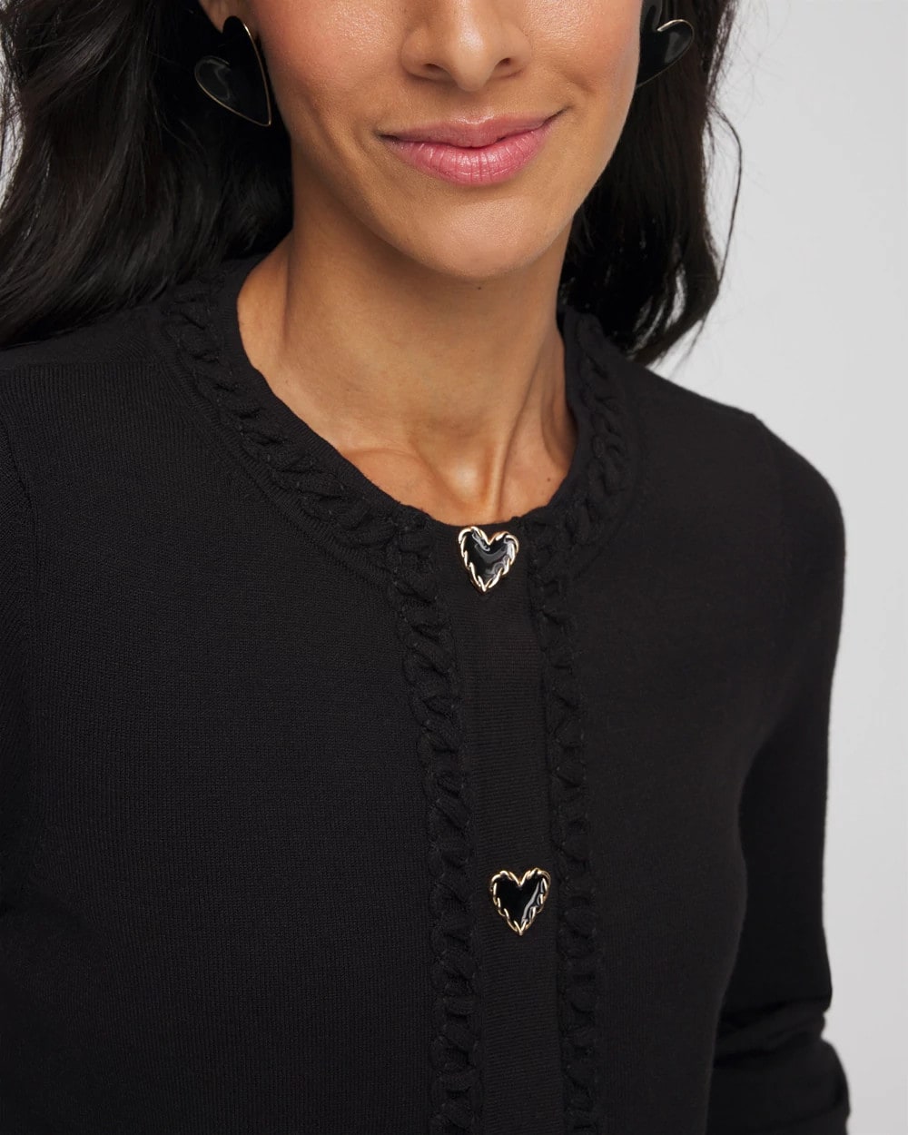 Chico's V-Day Embroidered Crewneck Cardigan