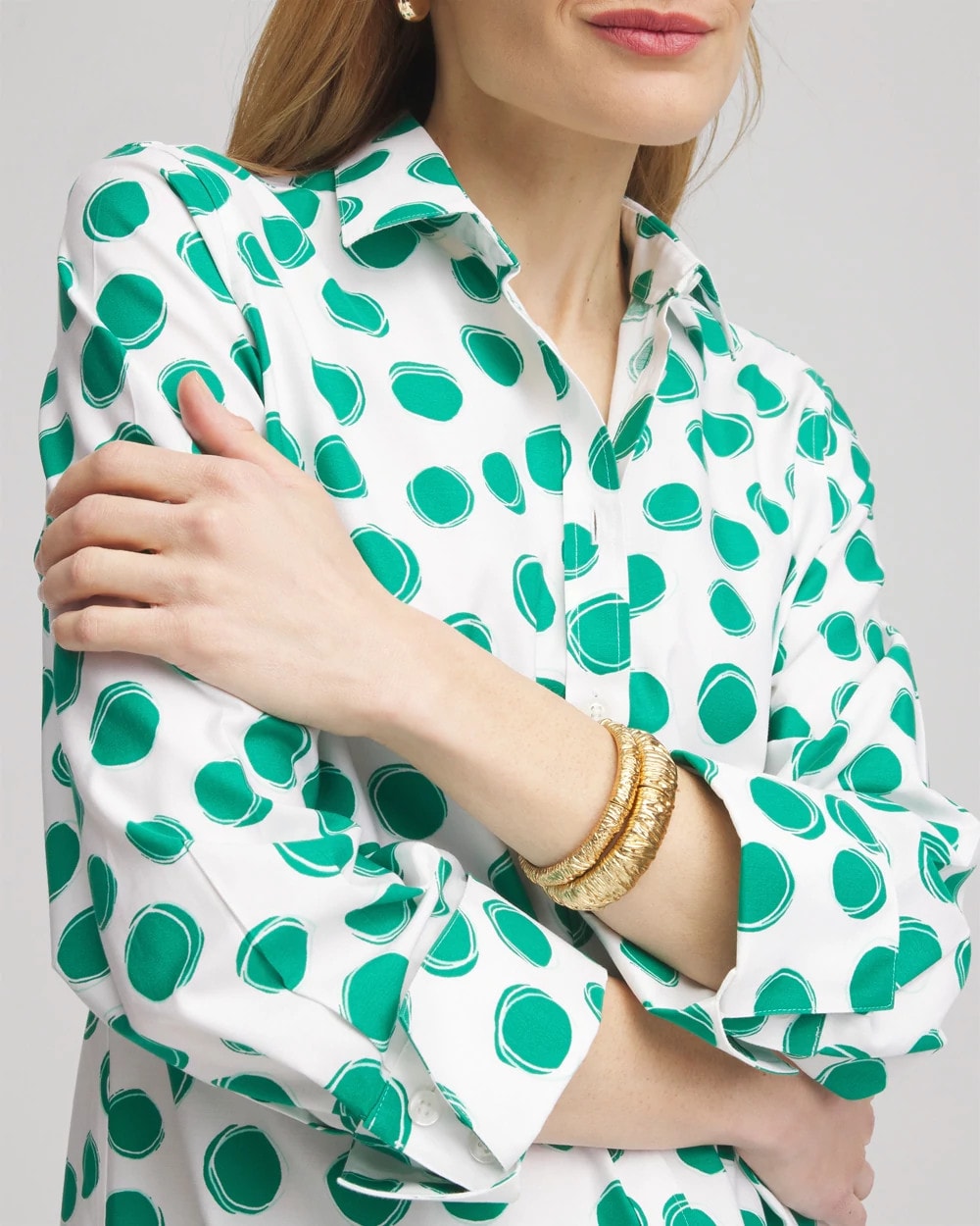 Chico's No Iron™ Polka-Dot Sateen Shirt