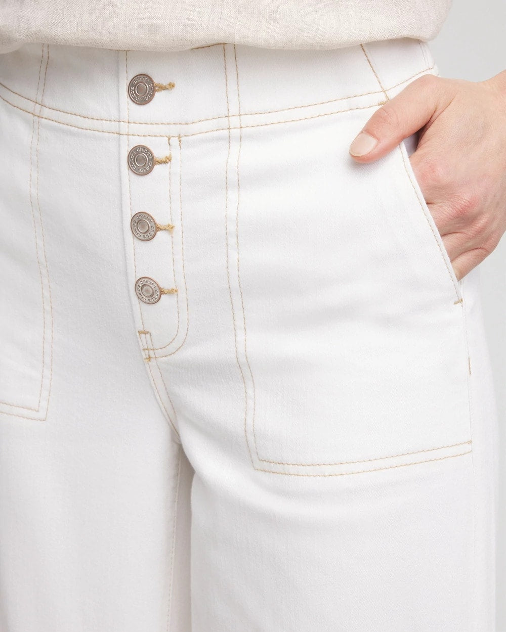 Chico's No Stain Pull-On Wide Capri Jeans
