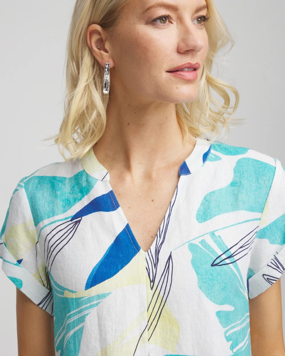 Chico's Cuff Sleeve Linen Dress