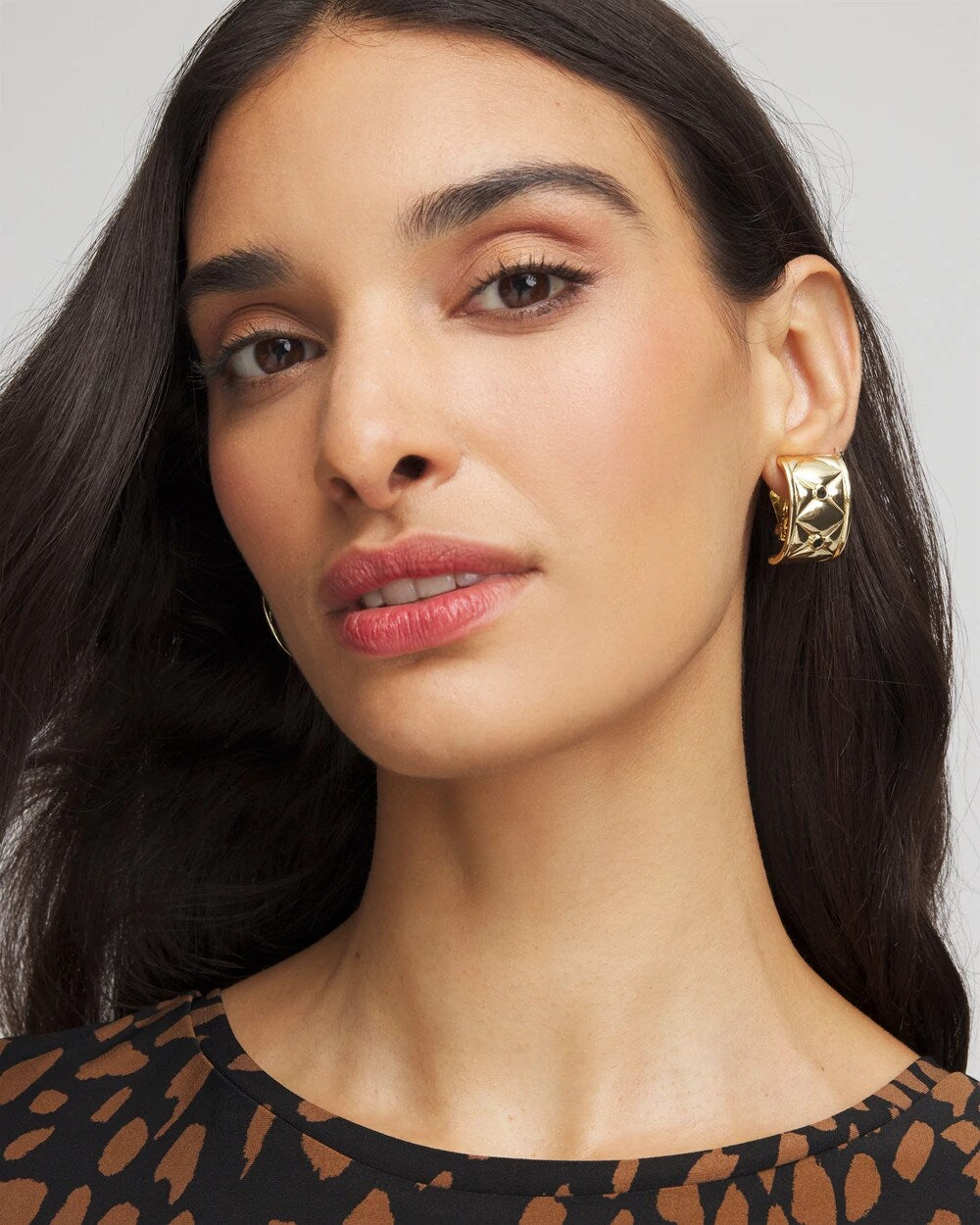 Chico's Black & Gold Quilted Clip on Earrings