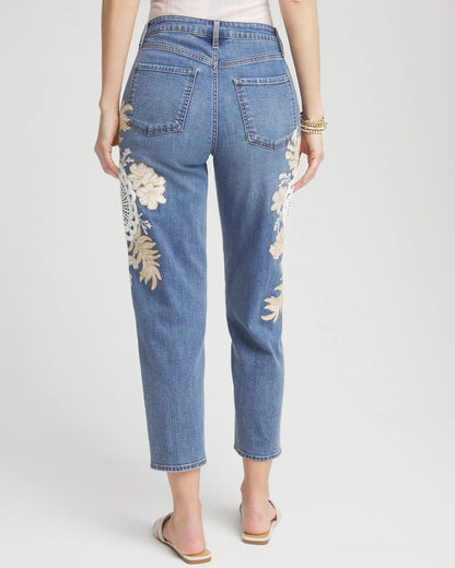 Chico's Embellished Tapered Cropped Jean