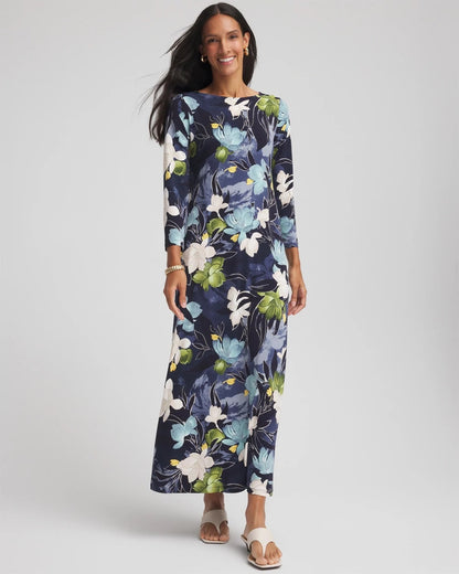 Chico's Dance Boatneck Column Maxi Dress