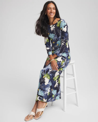 Chico's Dance Boatneck Column Maxi Dress