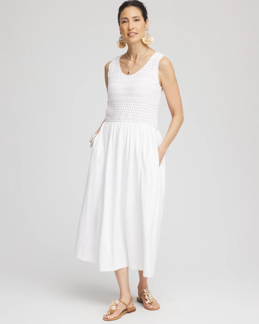Chico's Crochet-Bodice Maxi Dress