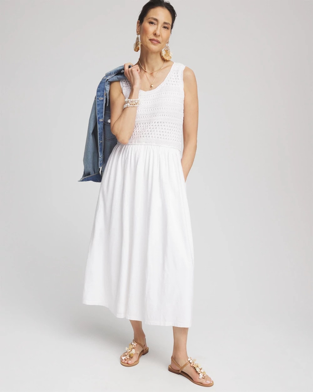 Chico's Crochet-Bodice Maxi Dress