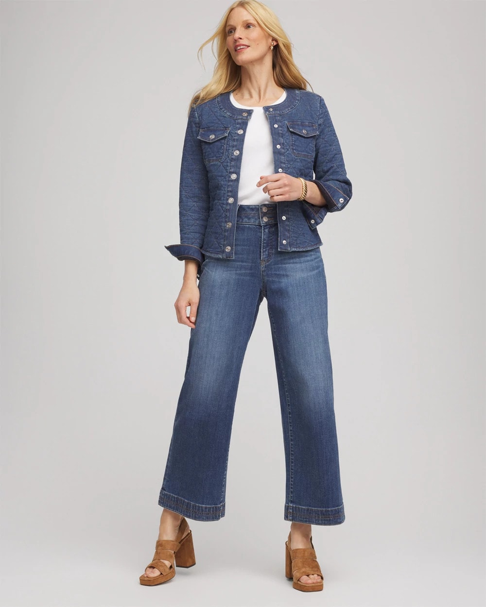 Chico's Quilted Denim Jacket