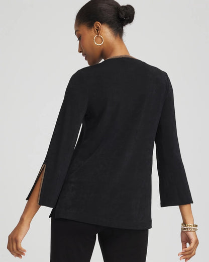 Chico's Travelers™ Embellished V-Neck Flutter Sleeve Tunic