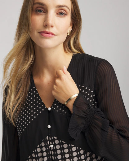Chico's Georgette Polka Dot Blouse
