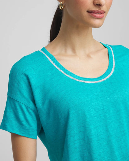 Chico's Sweater Trim Linen Tee