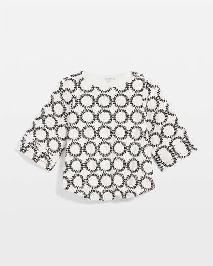 Chico's Geo Print Boatneck Bubble-Hem Top