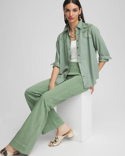 Chico's Embellished Lyocell Tencel™ Collared Shirt