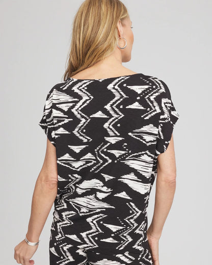 Chico's Travelers™ Crinkled Knit Geo-Print Top