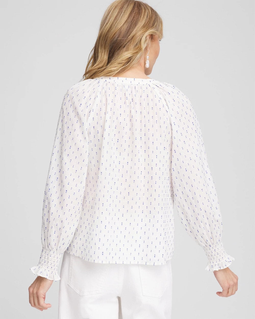 Chico's Smocked Split-neck Blouse