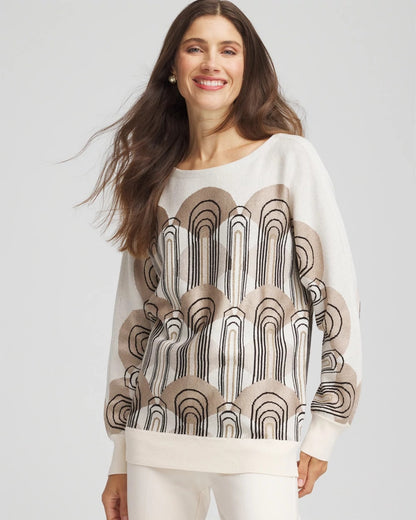 Chico's Art Deco Dolman Pullover Sweater
