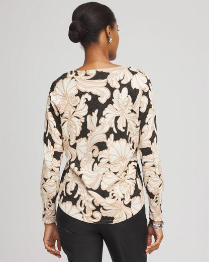 Chico's Ella Metallic V-Neck Sweater