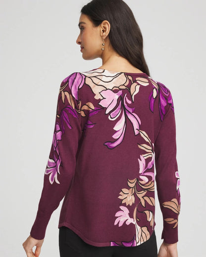 Chico's Ella V-Neck Artisanal Pullover Sweater