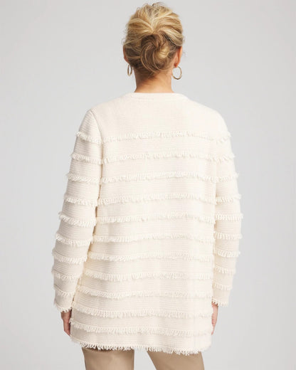 Chico's Fringe Ottoman Knit Cardigan