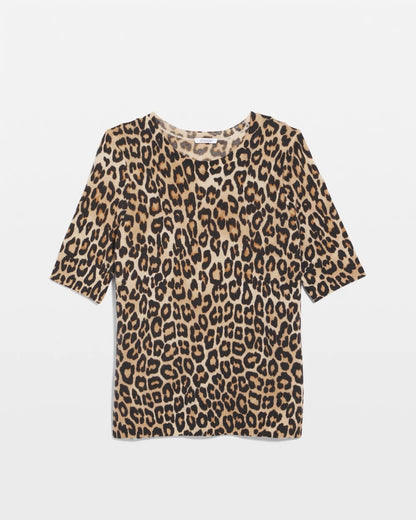 Chico's Cashmere Animal Elbow-Sleeve Pullover