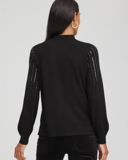 Chico's Embellished Mockneck Sweater