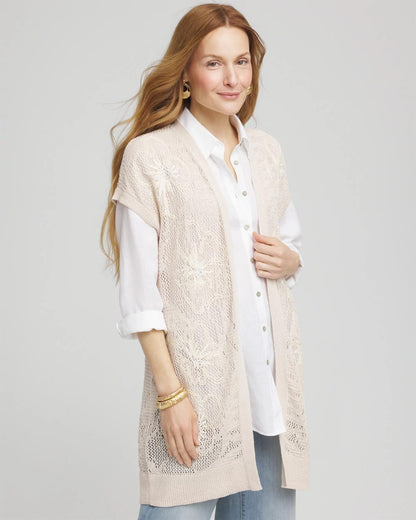 Chico's Pointelle Open-Front Cardigan