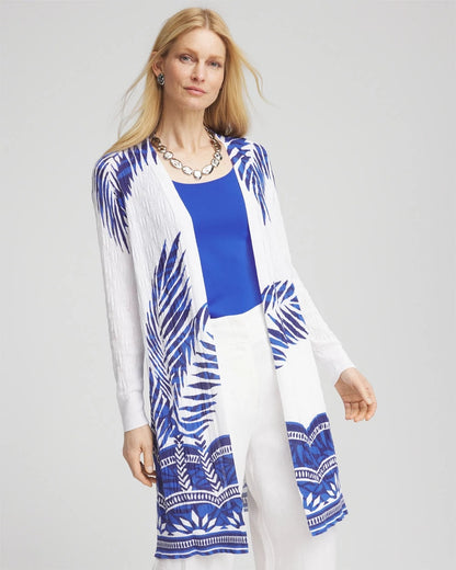Chico's Island Motif Pointelle Long Cardigan