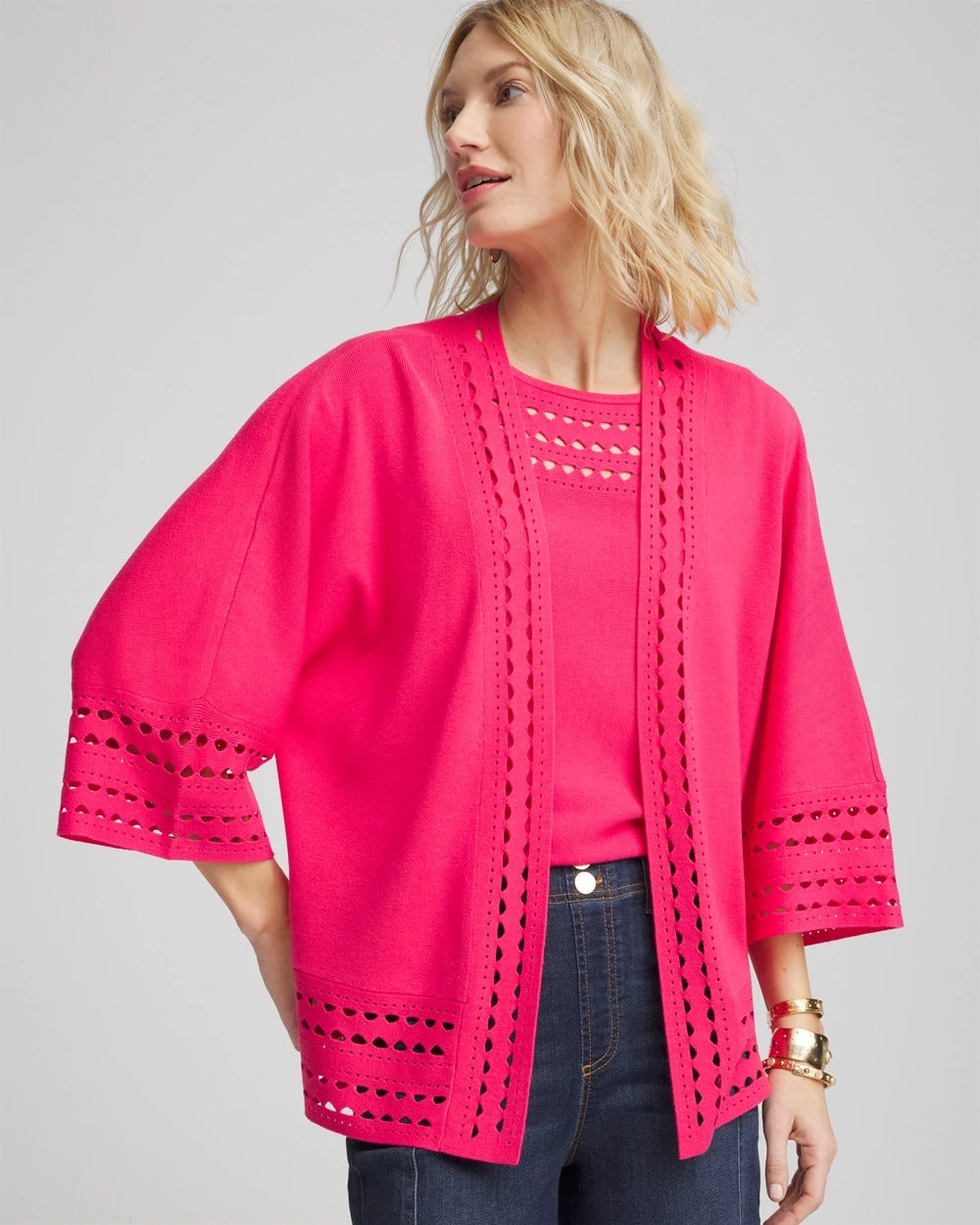 Chico's Cutout Open-Front Cardigan