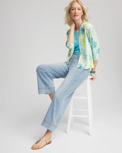 Chico's Tropical Summer Romance Short Cardigan