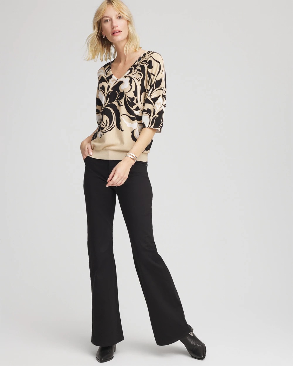 Chico's Printed Dolman Sweater