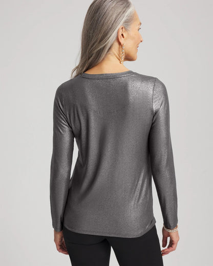 Chico's Touch of Cool™ Foil Long Sleeve Layering Tee