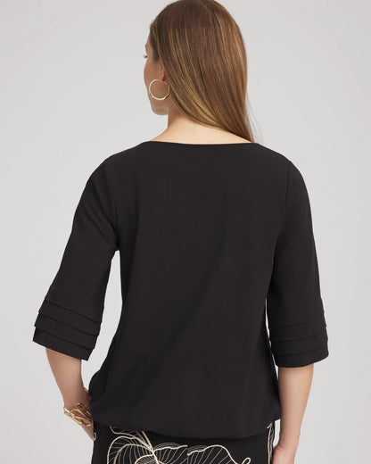 Chico's Boatneck Bubble-Hem Top