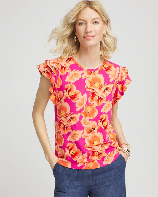Chico's Touch of Cool™ Tropical Flutter Sleeve Tee