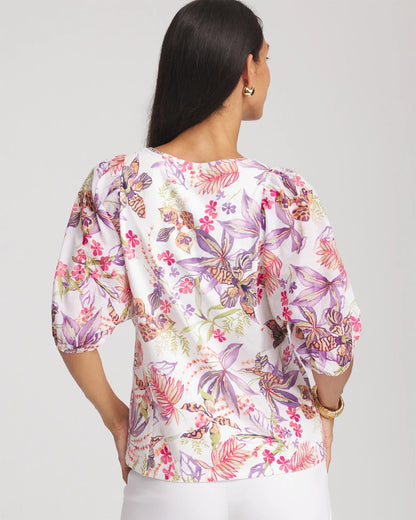 Chico's Floral Dolman Sleeve Knit Top