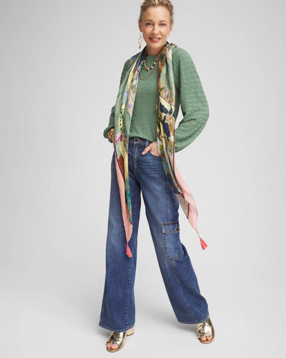 Chico's Smocked Boatneck Top