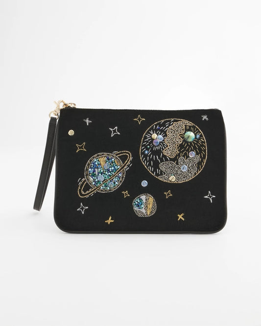 Chico's Planets & Stars Velvet Pouch Wristlet