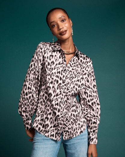 Chico's Faux Silk Snowy Animal Shirt