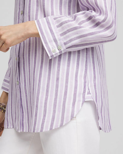 Chico's No Iron™ Plum Striped Linen Shirt