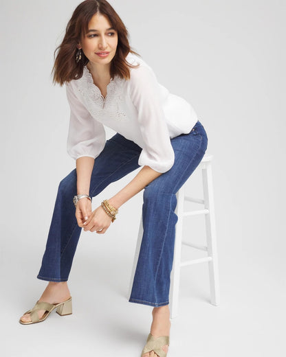 Chico's Embroidered Cutout Blouse