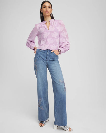Chico's Textured Jacquard V-Neck Blouse