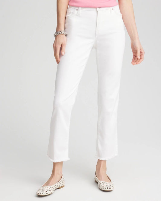 Chico's Girlfriend Frayed Cropped No Stain Jeans