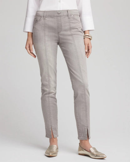 Chico's Silver Pull-On Slim Ankle Jeggings