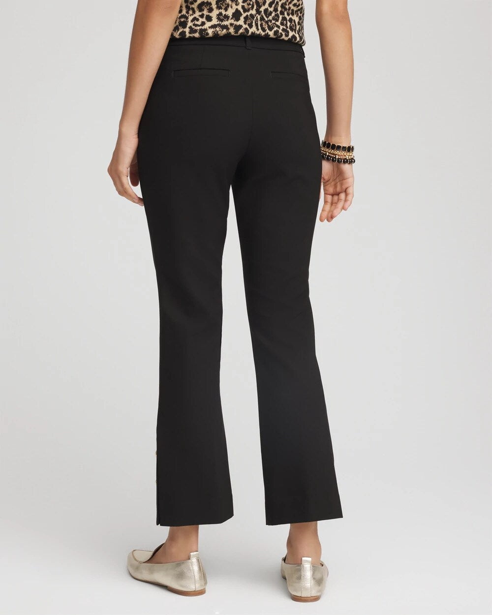 Chico's Bi-Stretch Flared Button-Hem Cropped Pants