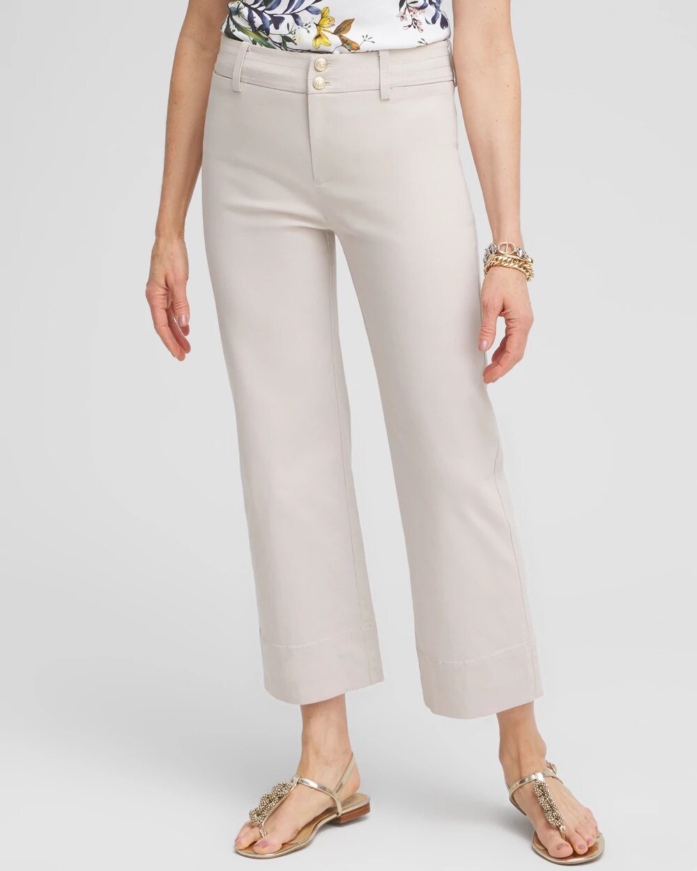 Chico's Trapunto Straight Leg Cropped Pants