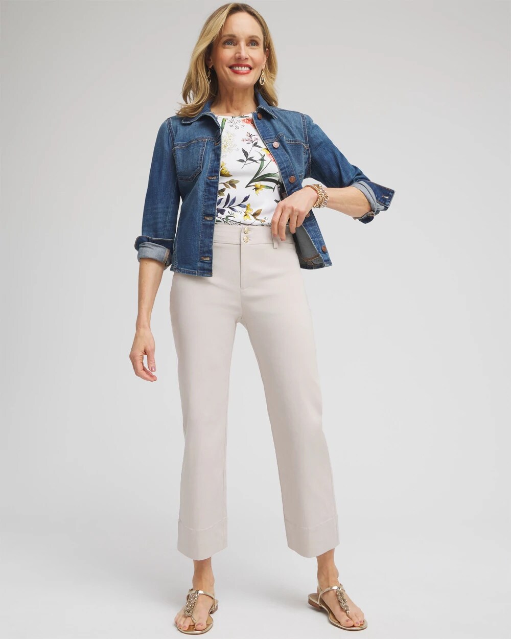 Chico's Trapunto Straight Leg Cropped Pants