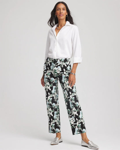 Chico's Floral Emme Straight Ankle Pants
