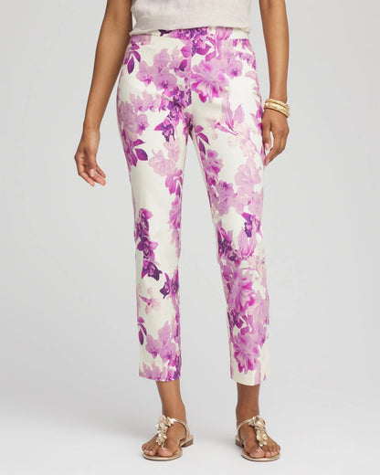 Chico's Brigitte™ Floral Pull-On Slim Cropped Pants