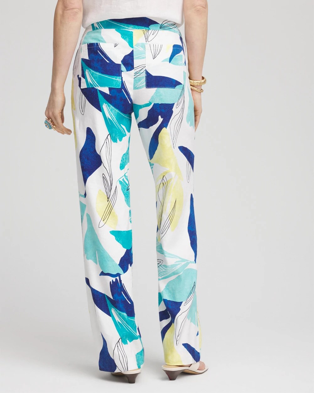 Chico's Tropical Linen Stretch Relaxed Pants