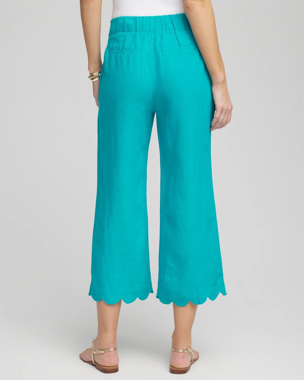 Chico's Linen Scallop Hem Crop Pants