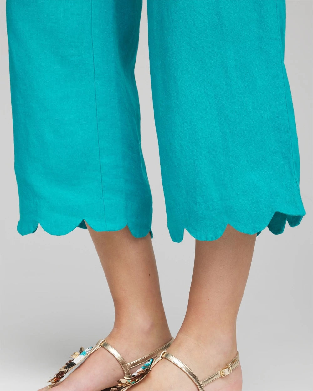 Chico's Linen Scallop Hem Crop Pants